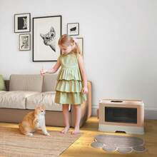 Foldable Cat Litter Box – Extra Large Space – Cat Litter Box House – Pink/Blue/Gray - Hồng - Xem 5