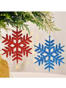 4 Stücke/Packung künstliche glitzernde Schneeflocken, Weihnachtsdekoration, geeignet für Weihnachtsbaum Dekoration