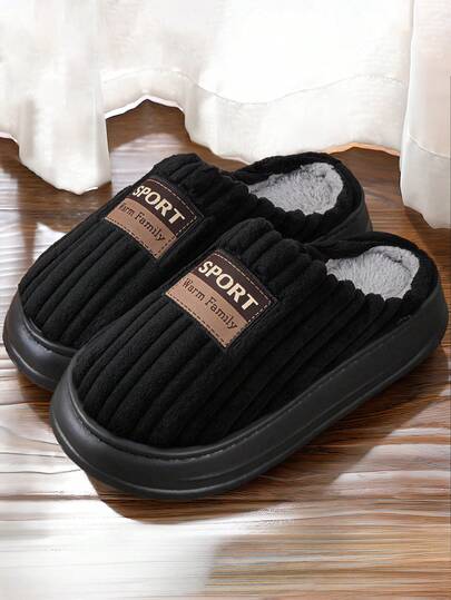CYFMYD نعال منصة للرجال من الرغوة الذاكرة والفرو والمربعات المنقوشة، أحذية منزلية دافئة شتوية من البلاستيك الرغوي الخفيف بتصميم مخطط باللون الأسود