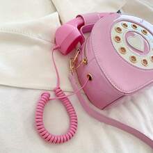 Special-Shaped Bag European And American Fashion Ideas Cute And Funny Personality Simulation Telephone Messenger Bag - 粉紅色 - 查看 9