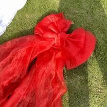 红色大蝴蝶结圣诞派对装饰，巨型圣诞蝴蝶结派对背景装饰，大型欧根纱巨型蝴蝶结悬挂装饰，适用于圣诞节、婚礼派对、家居装饰、圣诞装饰、房间装饰、冬季圣诞装饰、家居圣诞礼物、圣诞装饰