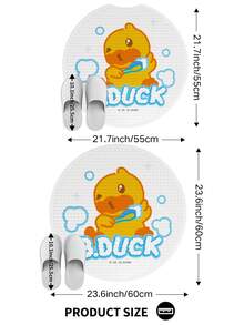 B. Duck 1pc Authorized B.DUCK Thick Shower Mat, Cartoon Duck Style, Anti-Slip Strong Suction Cup Bathtub Mat, Machine Washable Bathroom Accessories, Bathroom Decor