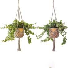 Cesta de hamaca para plantas de estilo bohemio para interiores, con cesta de maceta de plantas con diseño, decoración para interiores y exteriores