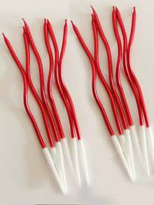 6/12/24pcs Curved Red Candle Cake Decoration Candle,(6 Pieces Per Box) Christmas Cake Decoration Candle, Halloween Witch Red Candle - Multicolor - View 3