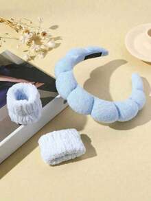 1/3pcs High-Crowned Hair Accessory For Women - Face Washing And Bathing - Face Protection Wristband - Hair Band With Cloud-Shaped Sponge - Makeup Removal Headband - Hair Tying Band - Hair Accessory Set Hair Accessaries