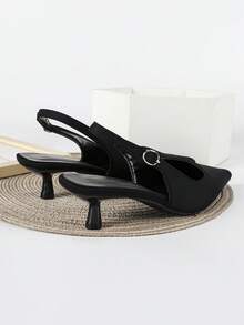 2025秋冬季4厘米黑色高跟鞋，派对礼服鞋，套脚细高跟鞋，尖头高跟鞋，猫跟鞋，优雅 - 黑色 - 查看 6