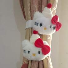 Sanrio 2 piezas Hebilla de cortina Sanrio Hello Kitty Clip de cortina creativo y lindo de dibujos animados Banda elástica para cortina de habitación Decoración del hogar (El pequeño orificio en la parte posterior no afecta el uso normal)