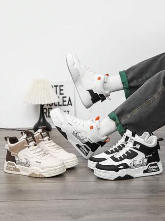 Men's Autumn/Winter 2025 New Mid-Top Thick Sole Casual Sneakers, Versatile Fashion Sporty Style