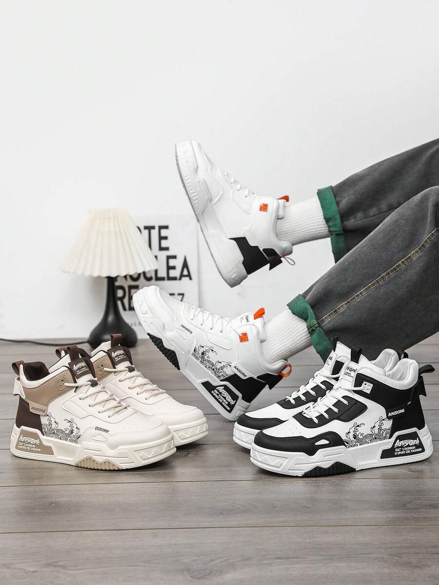 Nuevas zapatillas casuales de suela gruesa y media altura para hombre, otoño/invierno 2025, estilo deportivo y versátil de moda