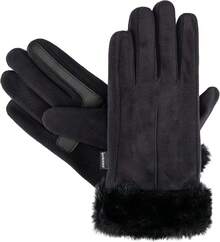 Isotoner Womens Water Repellent Touchscreen Stretch Mya Faux Fur Cuff Gloves - màu đen - Xem 6