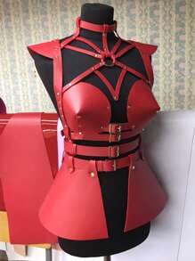 Full Body Leather Harness,Women Leather Outfit Accessoreis,Bondage Wear Women,Halloween Costumes,Ladies' Harness Leather - Red - View 12