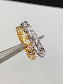 Stylever 1 Chiếc nhẫn bạc Sterling 925 hình thoi tối giản, thời trang và tinh tế dành cho nữ, đa năng cho thời trang hàng ngày, một món quà thanh lịch cho bạn bè, thích hợp để trang trí tiệc khiêu vũ - Nhiều màu - Xem 4