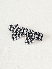 女婴法式优雅套装（2件套）：黑白千鸟格连衣裙+黑色荷叶边袖上衣+发带，0-5岁针织条纹连衣裙，日常穿着及拍照服装，2025春秋新款 - 黑色 - 查看 9