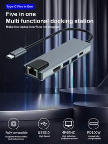 One-To-Five Type-C 4K High-Definition HDTV With PD 100W Charging USB 3.0 And USB 2.0 Data Transmission Expansion Dock