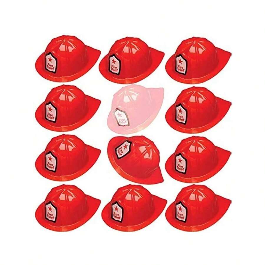 24-Piece Set Of Firefighter Chief Themedal Party Hats - Soft Plastic Party Favors - Default - View 1