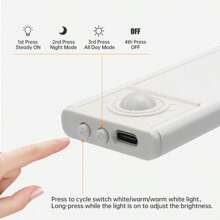 1/2pcs Motion Sensor Cabinet Light, Wireless Ultra-Thin USB-Rechargeable, 4 Sizes(20/30/40/50cm) Adjustable, Hill Effect Lighting For Kitchen/Bedroom/Wardrobe, Indoor Night Light