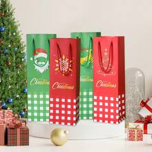 5 pachete de 10 pungi cadou pentru sticle de vin de Crăciun, 5 modele, inclusiv Moș Crăciun, ren, brad de Crăciun, om de zăpadă, acadea, pungi cadou pentru sticle de vin de sărbători, aprovizionare vrac, pentru ambalarea sticlelor de vin de Crăciun.