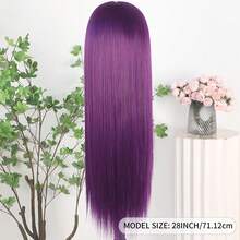 13X6 Platinum White Synthetic Lace Front Wigs 28 Inch Pre Plucked Long Straight Hair Wigs Glueless White Wigs Heat Resistant Fiber Hair Natural Halloween Wigs Platinum Blonde Lace Front Wigs For Women For Daily Christmas Party Cosplay Use - 紫色 - 查看 9