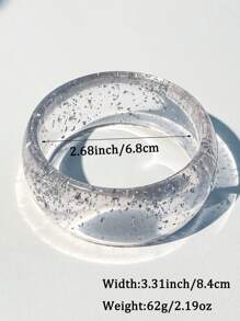 1 pieza Nuevo brazalete de resina transparente elegante, diseño geométrico asimétrico brillante, adecuado para uso diario y de fiesta