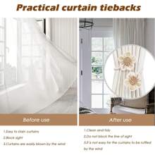 1pc/2pcs Flower Curtain Tiebacks With Linen Straps, Purely Handcrafted In A Light Luxury And High-End Style. These Are Decorative Fasteners, Buckles, And Gathering Clips, Suitable For Living Rooms, Bedrooms, And Home Decoration,Room Decor