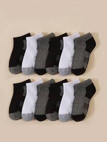 12 双儿童条纹运动短袜，柔软舒适，适合婴幼儿 - 彩色 - 查看 2