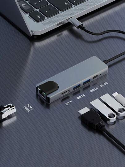 One-To-Five Type-C 4K High-Definition HDTV With PD 100W Charging USB 3.0 And USB 2.0 Data Transmission Expansion Dock