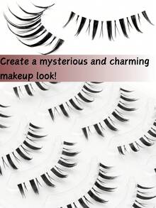 Manga False Eyelash 5 Pairs Of Transparent Stem Natural False Eyelashes, Eyelash Extension, Curling And Softness, Natural Playful Little Devil Suitable For Daily, Party, Travel, Wedding Makeup, Beginner Friendly, Is A Good Gift For Christmas, Halloween, Thanksgiving.