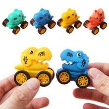 10/2/1pc Mini Dinosaur Pull Back Car, Cartoon Design, Vibrant Colors, Great As Birthday Gift, Party Favor, Filler For Gift Bags (Random Color)