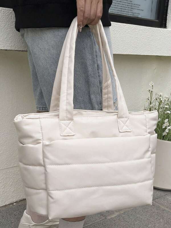 1PC Gym Yoga Tote Bag For Women, Lightweight Puffy Travel Duffel Bag Quilted Shoulder Bag Handbag For Travel, Work, Sport, Weekender Overnight Carry On Bag