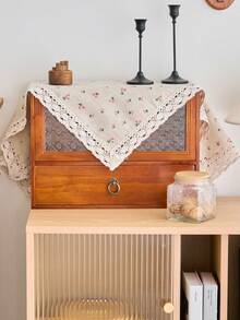 1pc Cartoon Cherry Print Tablecloth, Vintage American Country Style Lace Edge, Multipurpose Cover For Dining Table, Kitchen, Coffee Table, Microwave, Cabinet, Daily Use, Holiday Party, Photography Background, All Season - Multicolor - View 9