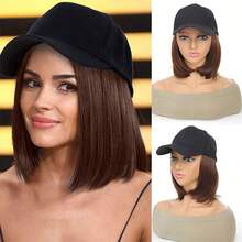 12 Zoll Baseball Cap Perücke, synthetische Perückenkappe, Damen hitzebeständige Faser Kurzhaarperücke mit Wellen, geeignet für den täglichen Gebrauch, Halloween - Verschiedenfarbig - Übersicht 11
