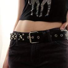 1 Retro Punk Style Metal Buckle Wide Black Belt, Suitable For Women To Pair With Jeans, Shorts, Skirts, And Casual Fashion Accessories. - 1個 - 查看 2