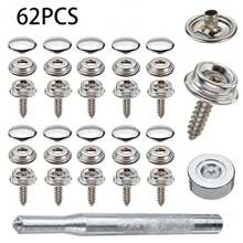 62 PCS/Set Stainless Steel Canvas To Screw Press Stud Snap Kit Boat Cover - Silver - View 2