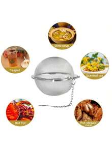 1pc Stainless Steel Spice Strainer Ball,Stainless Steel Seasoning Ball, Household Tea Ball - Multicolor - View 8