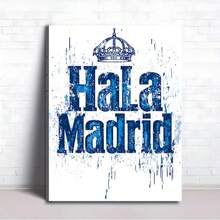 2Dflat, 1pcs, Vintage Hala Madrid Canvas Wall Art - Wooden Frame Wrapped Canvas Prints And Posters, Blue & White Splatter Design, Home Decor For Living Room, The Perfect Gift For Real Madrid Fans. Bedroom Decor And Accessories, Bathroom Decor And Accessories, Kitchen Decor And Accessories, Office Decor And Accessories, Vintage Christmas Decorations For Home, Christmas Gifts, Decoracion De Navidad 2025, Christmas Ornaments, Halloween Decorations, Dia De Los Muertos, Diwali Decoration Home, Birthday Decorations, Thanksgiving Decorations, Wedding Decorations, Holiday Decor, Wall Decor. Very Suitable For Room Decors And Home Decors. Ready-To-Hang. - 彩色 - 查看 7