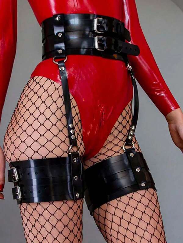 Sexy Punk Style Garter Belt For Women, Gothic Leg Accessories, New Waist & Thigh Thickened Belt, Suitable For Outfit Decoration In Daily Life And Festive Celebrations, Rave