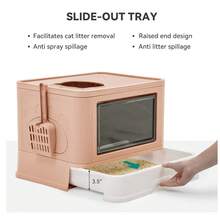 Foldable Cat Litter Box – Extra Large Space – Cat Litter Box House – Pink/Blue/Gray - Hồng - Xem 8