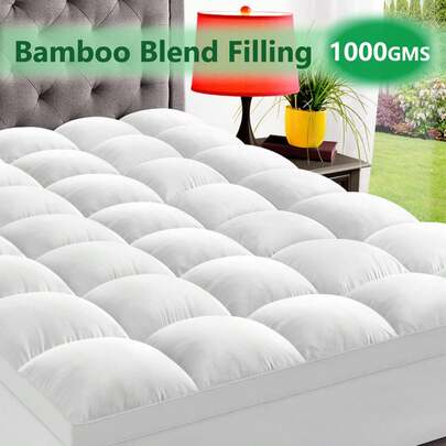 Mattress Pad Pillow Top Mattress Cover Quilted Fitted Mattress Protector Microfiber Top Stretches Up 45cm Deep Pocket Cooling Mattress Topper