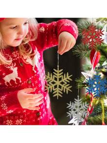 4 Stücke/Packung künstliche glitzernde Schneeflocken, Weihnachtsdekoration, geeignet für Weihnachtsbaum Dekoration