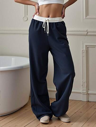 Damen Herbst Neue Patchwork Farbige Lässige Sporthose, Geeignet für Outdoor-Sport, Ballspiele, Lauftights