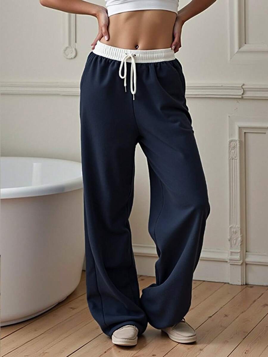 女士秋季新款拼接撞色休闲运动裤，适合户外运动、球类运动、跑步紧身裤 - 彩色 - 查看 1