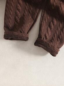 2 件套女婴可爱兔子图案纹理针织套头衫和棕色裤子，休闲日常装 - 彩色 - 查看 7