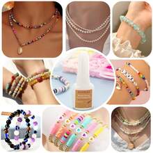 Euuztu Jewelry Glue Elastic String, Glue Elastic String Kont Fixing Drip, Bracelet Glues Bracelet Supplies Rhinestones Crafts, Clay Beads, Fabric, Jewelry Making Kit - 1 - 查看 3