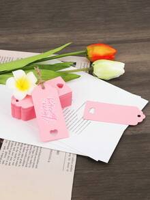 100个粉色标记标签，牛皮纸礼品标签，镂空心形婚礼回礼标签，带麻绳，适用于情人节、节日、珠宝、价格标签等。粉色节日吊牌，可作姓名标签、珠宝吊牌、价格标签等，是圣诞节的完美礼物标签。空白标签可用于给礼品、珠宝、服装定价，也可作商品价格标签、服装标签、生日礼物包装、派对礼物标签等。情人节适用。 - 粉色 - 查看 3