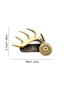 1pc Durable Alloy Antler Hat Clip For Hunting & Outdoor Adventures - Adjustable Deer Head Design With Golden Accents, Perfect Gift For Fathers And Hunters - Multicolor - View 10