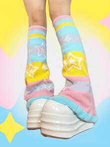 1 双双面骷髅与星形元素腿套，喇叭形宽腿腿套