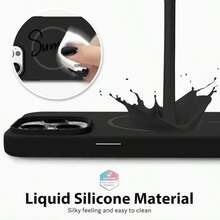 奢华闪亮荧光液态硅胶磁吸软手机壳，兼容 17 Air 16 15 14 13 12 17 Pro Max Plus - 黑色 - 查看 7