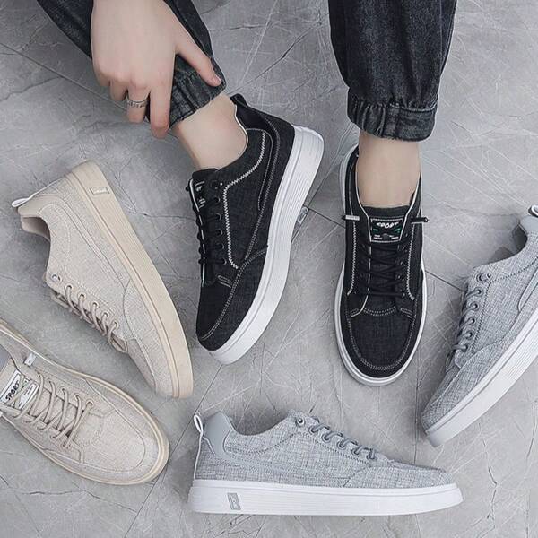 Men's Casual Canvas Sneakers, Comfortable Slip-On Loafers, Suitable For All Seasons, Fashionable And Versatile For Work, Leisure And Youth