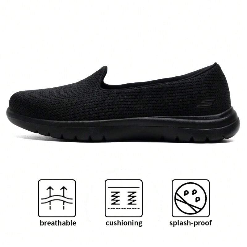 Skechers ON-THE-GO FLEX 女士轻便休闲鞋，透气步行运动鞋，款式 136504-BBK - 黑色 - 查看 1