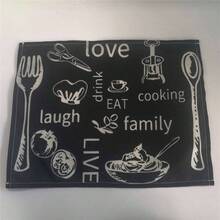 4Pcs Waterproof Text Printed Wood Grain Pattern Linen Table Mats, Modern Style Printed Fabric Kitchen Cup Coasters, Heat Resistant Linen Western Table Mat, Suitable For Home, Hotels, Restaurants, Festive Occasions, Party Dining Table Decoration - Black - View 8